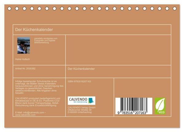 Produktbild: Der K&uuml;chenkalender (Tischkalender 2026 DIN A5 quer), CALVENDO Monatskalender