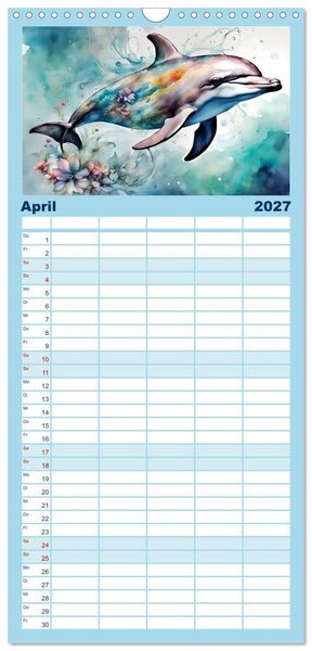Produktbild: Familienplaner 2027 - Meereskreaturen - Lebendige Unterwasserwelt mit 5 Spalten (Wandkalender, 21 x 45 cm) CALVENDO