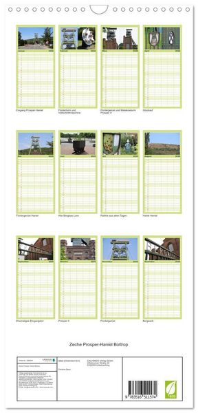 Produktbild: Familienplaner 2026 - Zeche Prosper-Haniel Bottrop mit 5 Spalten (Wandkalender, 21 x 45 cm) CALVENDO