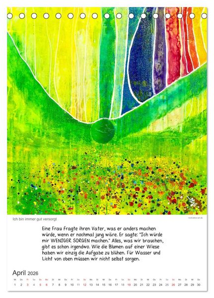 Produktbild: Motivation-Art Herzensw&uuml;nsche (Tischkalender 2026 DIN A5 hoch), CALVENDO Monatskalender