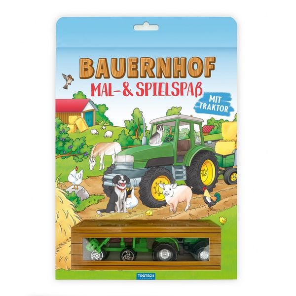 TRÖTSCH - Malbuch Bauernhof Mal- und Spielspaß |Malbuch mit Spielzeug-Traktor und Anhänger | Ab 3 Jahren, Gebundene Ausgabe von Trötsch Verlag GmbH &
