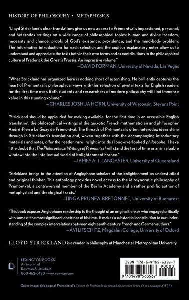 Produktbild: Philosophical Writings of Pr&eacute;montval
