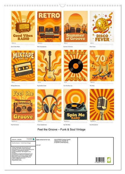 Produktbild: Feel the Groove &ndash; Funk & Soul Vintage (Wandkalender 2026 DIN A2 hoch), CALVENDO Monatskalender