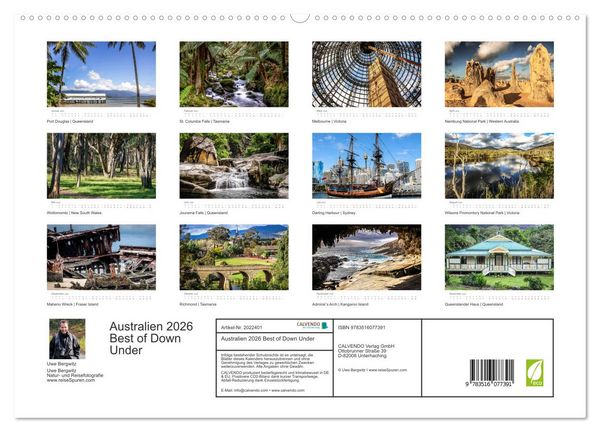 Produktbild: Australien 2026 Best of Down Under (hochwertiger Premium Wandkalender 2026 DIN A2 quer), Kunstdruck in Hochglanz