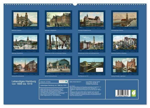 Produktbild: Lebendiges Hamburg von 1888 bis 1918 (hochwertiger Premium Wandkalender 2026 DIN A2 quer), Kunstdruck in Hochglanz