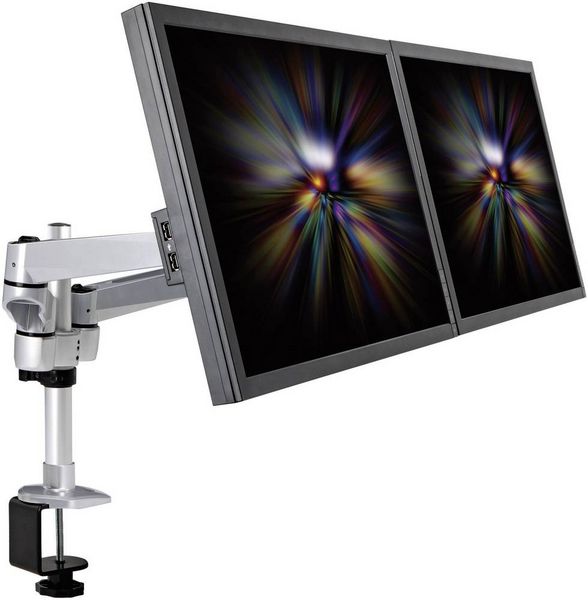 Produktbild: SpeaKa Professional Monitor-Tischhalterung SP-3947568 Flex 2 Display(s) 25,4cm (10") - 68,6cm (27") Schwarz, Silbe