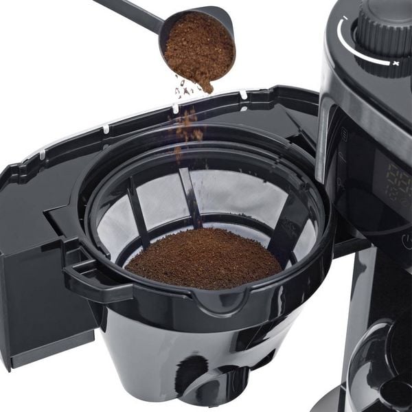 Produktbild: Severin Filterkaffeemaschine mit Mahlwerk und Edelstahl-Thermokanne, Kaffeemaschine Schwarz, Edelstahl (geb&uuml;rstet) Fassungsverm&ouml;gen Tassen=8 Displa