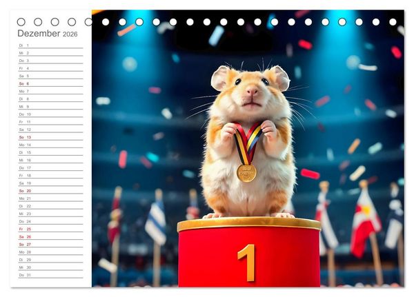 Produktbild: Hamster Olympiade - Der flauschigste Wettkampf des Jahres (Tischkalender 2026 DIN A5 quer), CALVENDO Monatskalender
