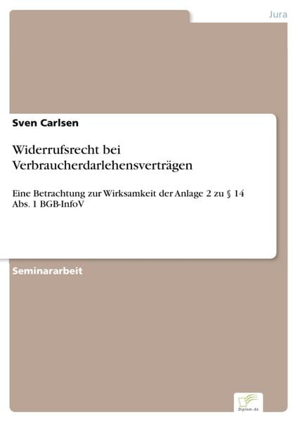 Produktbild: Widerrufsrecht bei Verbraucherdarlehensvertr&auml;gen