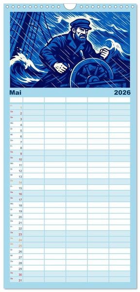 Produktbild: Familienplaner 2026 - Das Meer in der Weltliteratur mit 5 Spalten (Wandkalender, 21 x 45 cm) CALVENDO