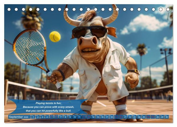 Produktbild: Funny animals as tennis players (Desk Calendar 2026 DIN A5 landscape), CALVENDO 12 Month DeskCalendar