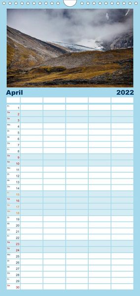 Produktbild: Familienplaner Spitzbergen - Wild.Rau.Ungez&auml;hmt. (Wandkalender 2022 , 21 cm x 45 cm, hoch)