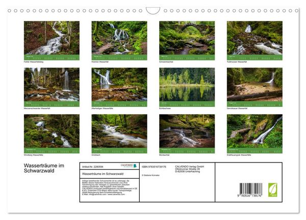 Produktbild: Wassertr&auml;ume im Schwarzwald (Wandkalender 2026 DIN A3 quer), CALVENDO Monatskalender