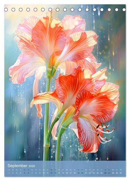 Produktbild: Blumen im Malstil (Tischkalender 2026 DIN A5 hoch), CALVENDO Monatskalender