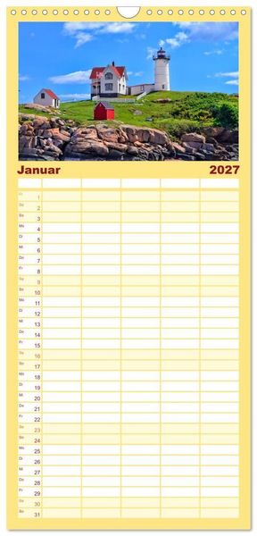 Produktbild: Familienplaner 2027 - Leuchtt&uuml;rme - maritime Wegweiser mit 5 Spalten (Wandkalender, 21 x 45 cm) CALVENDO