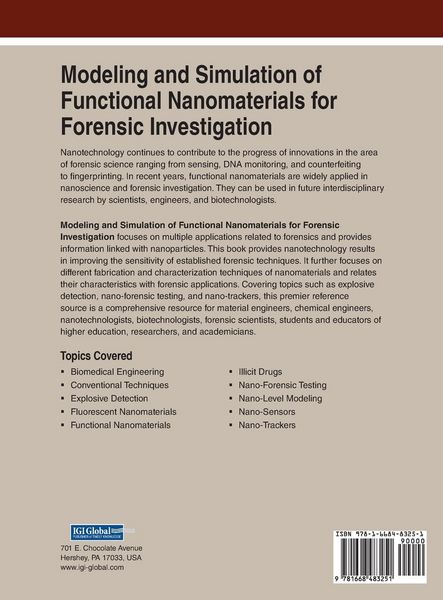Produktbild: Modeling and Simulation of Functional Nanomaterials for Forensic Investigation