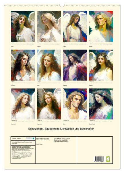 Produktbild: Schutzengel. Zauberhafte Lichtwesen und Botschafter (Wandkalender 2026 DIN A2 hoch), CALVENDO Monatskalender