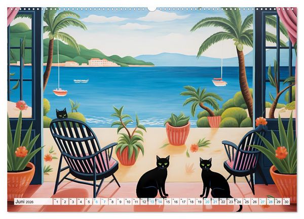 Produktbild: Kunstvolle Katzen (Wandkalender 2026 DIN A2 quer), CALVENDO Monatskalender