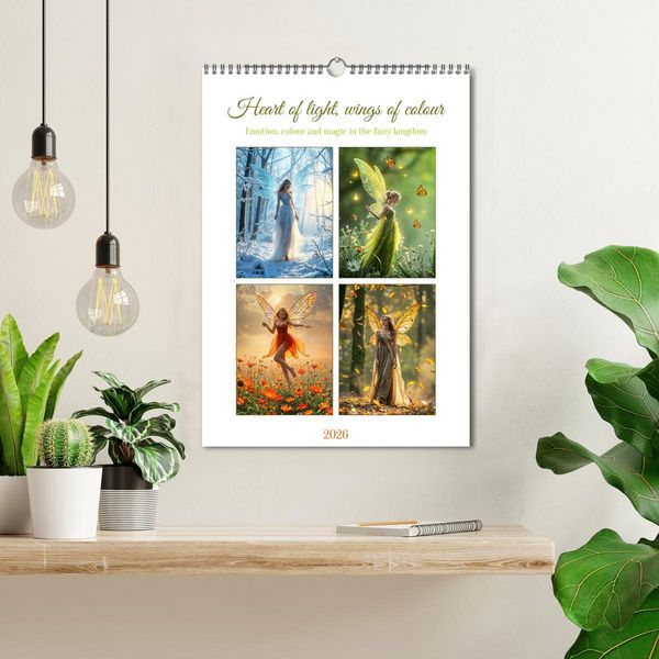 Produktbild: Heart of light, wings of colour - Emotion, colour and magic in the fairy kingdom (Wall Calendar 2026 DIN A3 portrait), CALVENDO 12 Month Wall Calendar
