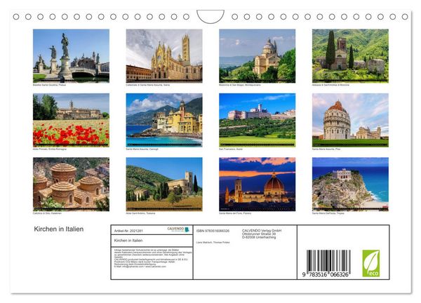 Produktbild: Kirchen in Italien (Wandkalender 2026 DIN A4 quer), CALVENDO Monatskalender