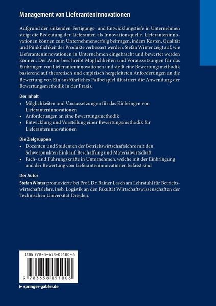 Produktbild: Management von Lieferanteninnovationen