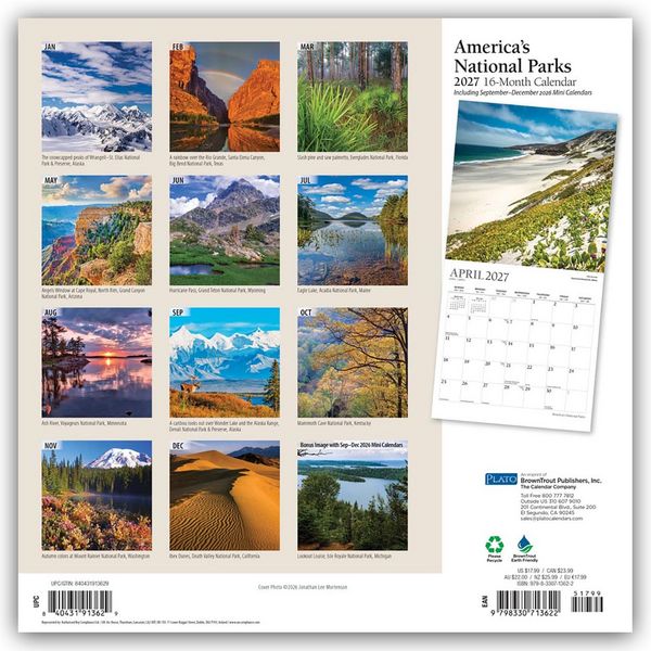 Produktbild: America's National Parks &ndash; Amerikas Nationalparks 2027 &ndash; 16-Monatskalender