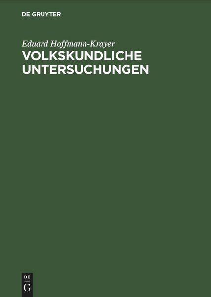 Produktbild: Volkskundliche Untersuchungen