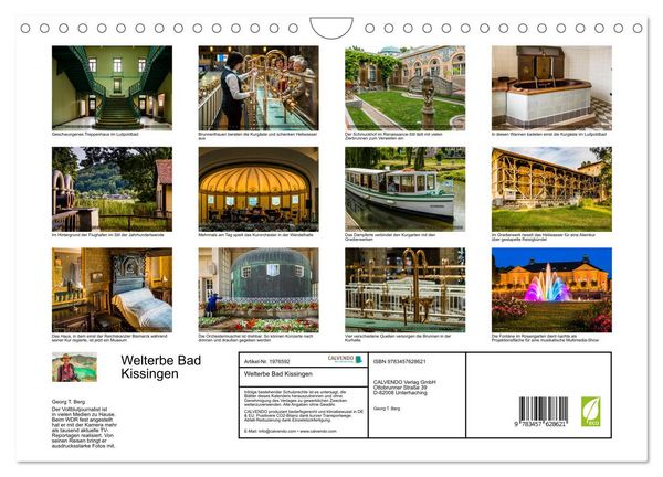 Produktbild: Welterbe Bad Kissingen (Wandkalender 2026 DIN A4 quer), CALVENDO Monatskalender