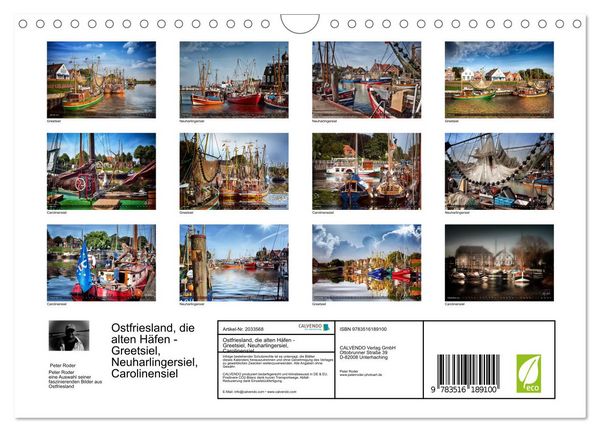 Produktbild: Ostfriesland, die alten H&auml;fen - Greetsiel, Neuharlingersiel, Carolinensiel (Wandkalender 2026 DIN A4 quer), CALVENDO Monatskalender