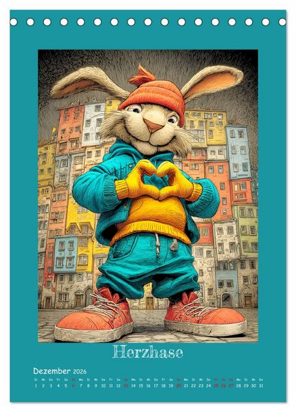 Produktbild: Urban Rabbits. Coole Stadthasen mit Charakter (Tischkalender 2026 DIN A5 hoch), CALVENDO Monatskalender