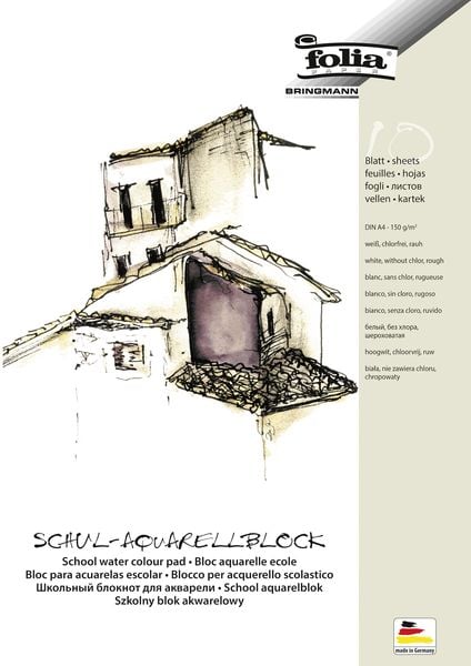 Produktbild: Folia Aquarellblock rauh 150g/m&sup2; DIN A4, 10 Blatt, 3fach geleimt