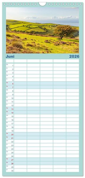 Produktbild: Familienplaner 2026 - Exmoor National Park mit 5 Spalten (Wandkalender, 21 x 45 cm) CALVENDO