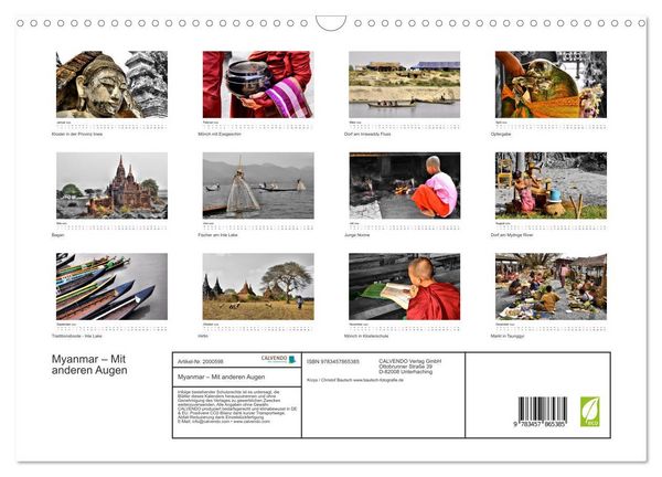 Produktbild: Myanmar &ndash; Mit anderen Augen (Wandkalender 2026 DIN A3 quer), CALVENDO Monatskalender