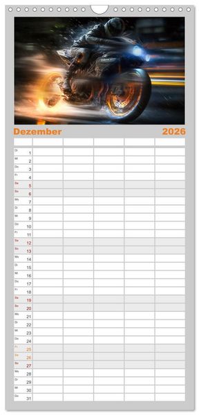 Produktbild: Familienplaner 2026 - Motorrad Speed mit 5 Spalten (Wandkalender, 21 x 45 cm) CALVENDO
