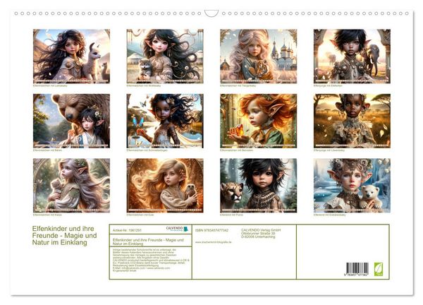 Produktbild: Elfenkinder und ihre Freunde - Magie und Natur im Einklang (Wandkalender 2026 DIN A2 quer), CALVENDO Monatskalender