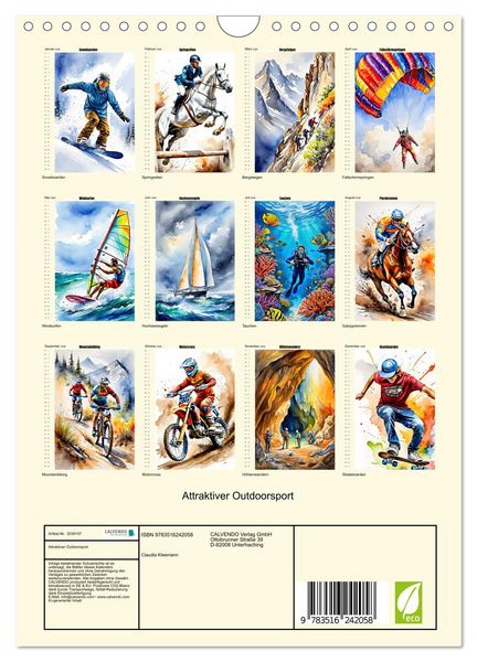 Produktbild: Attraktiver Outdoorsport (Wandkalender 2026 DIN A4 hoch), CALVENDO Monatskalender