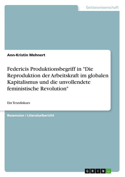 Produktbild: Federicis Produktionsbegriff in "Die Reproduktion der Arbeitskraft im globalen Kapitalismus und die unvollendete feministische Revolution"