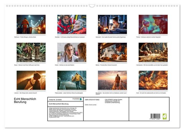 Produktbild: Echt Menschlich Berufung (Wandkalender 2026 DIN A2 quer), CALVENDO Monatskalender