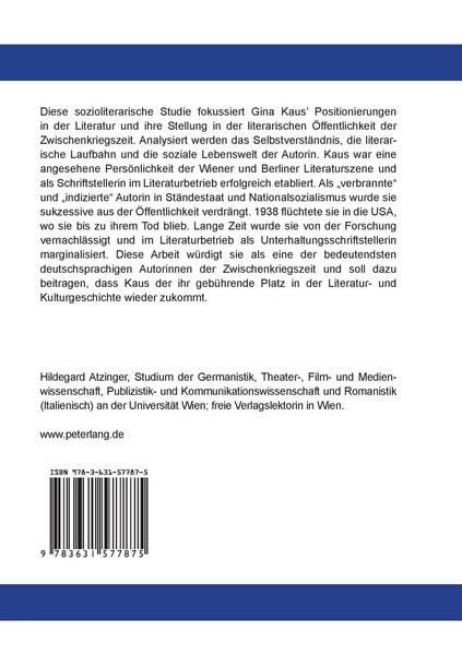 Produktbild: Gina Kaus: Schriftstellerin und Oeffentlichkeit