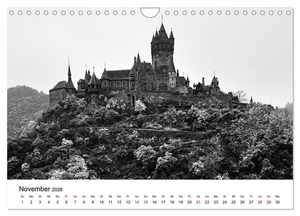 Produktbild: Burgen in schwarzwei&szlig; - Wie aus alten Zeiten (Wandkalender 2026 DIN A4 quer), CALVENDO Monatskalender