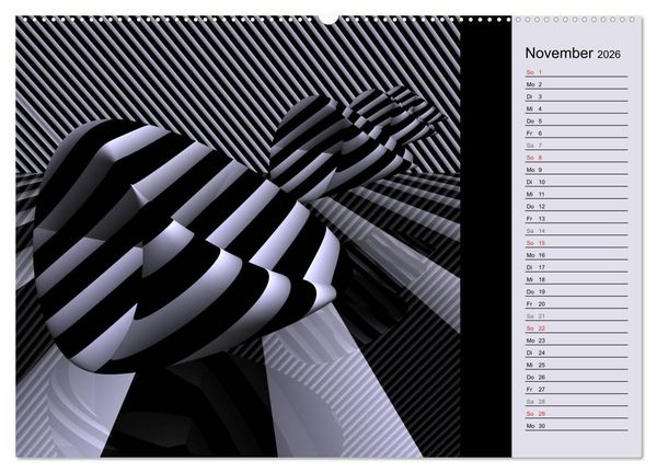 Produktbild: 3 Dimensionen - 2 Farben (Wandkalender 2026 DIN A2 quer), CALVENDO Monatskalender