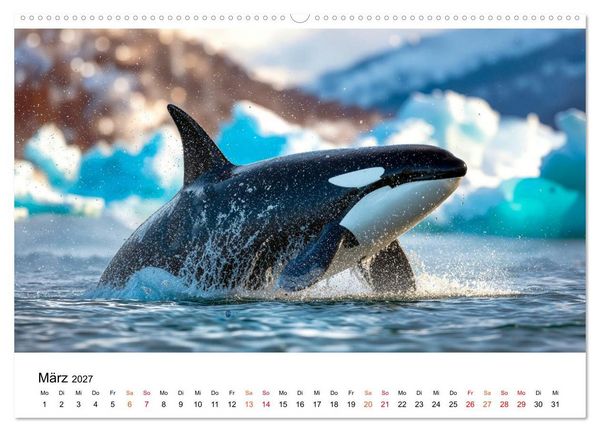 Produktbild: Orcas - ein Jahr voller Meer (Wandkalender 2027 DIN A2 quer), CALVENDO Monatskalender