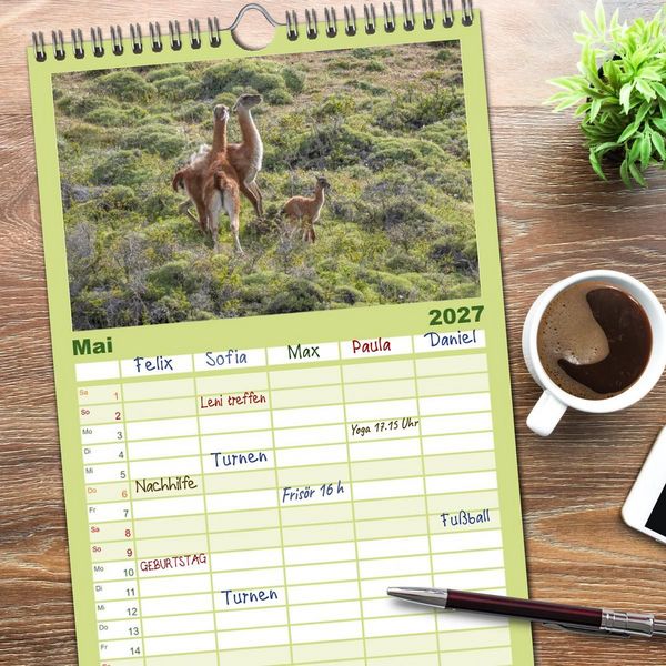 Produktbild: Familienplaner 2027 - Wildlife S&uuml;damerika mit 5 Spalten (Wandkalender, 21 x 45 cm) CALVENDO