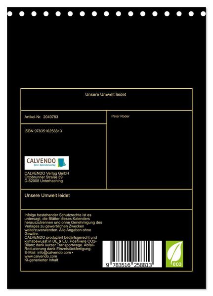 Produktbild: Unsere Umwelt leidet (Tischkalender 2026 DIN A5 hoch), CALVENDO Monatskalender