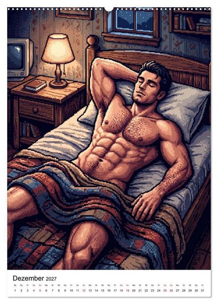 Produktbild: 8-Bit Adonis &ndash; Das Jahr in Pixeln (hochwertiger Premium Wandkalender 2027 DIN A2 hoch), Kunstdruck in Hochglanz