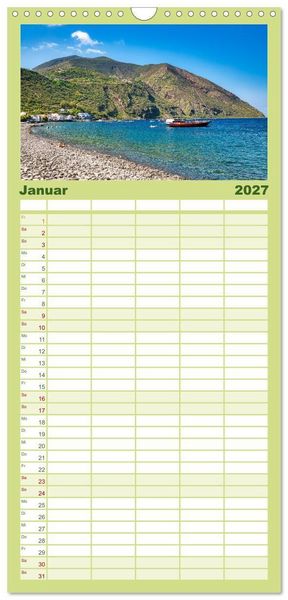 Produktbild: Familienplaner 2027 - Liparische Inseln - Vulkane im Tyrrhenischen Meer mit 5 Spalten (Wandkalender, 21 x 45 cm) CALVENDO