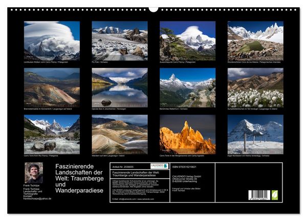 Produktbild: Faszinierende Landschaften der Welt: Traumberge und Wanderparadiese (Wandkalender 2026 DIN A2 quer), CALVENDO Monatskalender