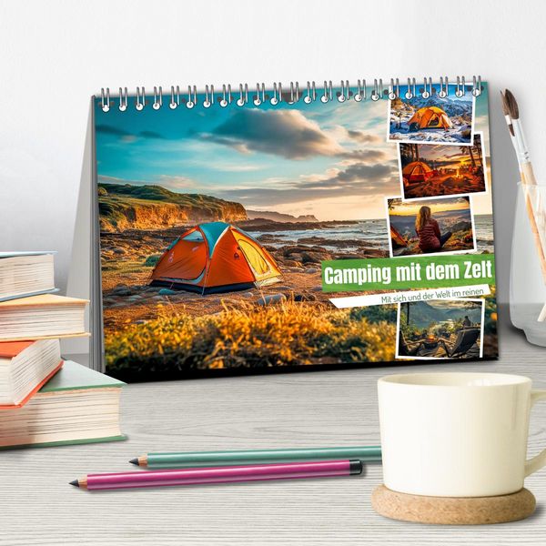 Produktbild: Camping mit dem Zelt (Tischkalender 2026 DIN A5 quer), CALVENDO Monatskalender