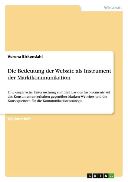 Produktbild: Die Bedeutung der Website als Instrument der Marktkommunikation