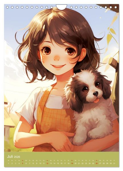 Produktbild: Ein Jahr voller Liebe. Manga-M&auml;dchen und ihre treuen Gef&auml;hrten (Wandkalender 2026 DIN A4 hoch), CALVENDO Monatskalender